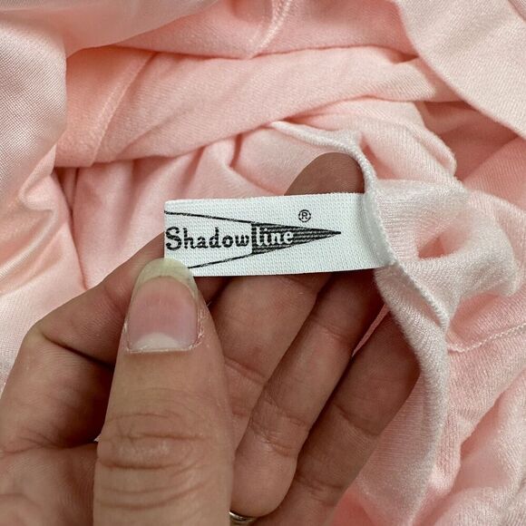 NWT VTG Shadowline Cuddlemere Nylon Pajama Top Sz 34 Pink Floral Embroidery - Picture 9 of 11